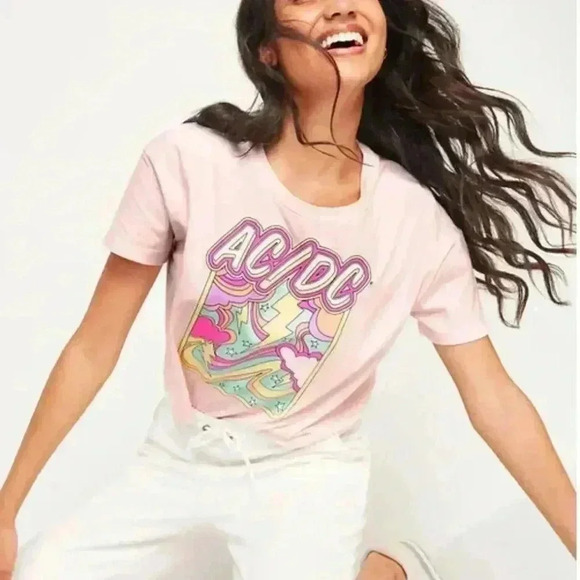 Tops - AC/ DC Cropped Pop Tee